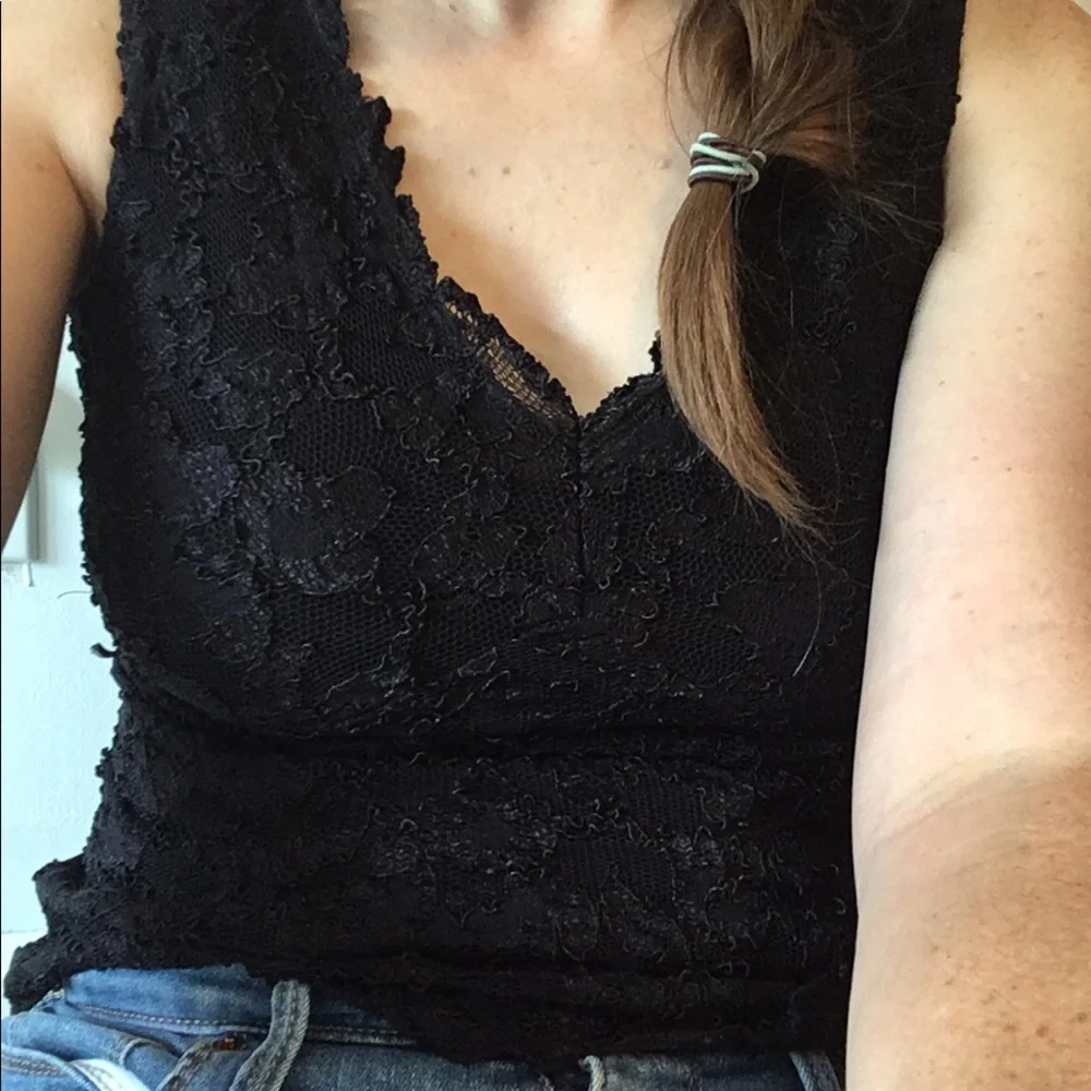 Vintage 90s Lace Tight Fit Tank Y2K early 2000s - Picture 2 of 6